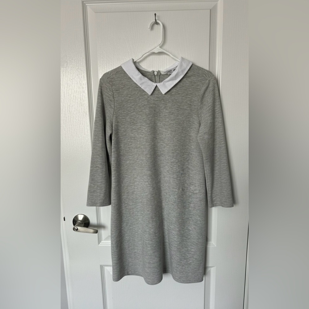 Zara Collared Shift Dress — Heather Gray & White (Size M) - Picture 2 of 2